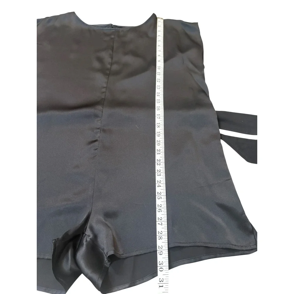 Minimalist Quiet Luxury 100% Silk Black Romper 0S Jumpsuit Maximalist Oversized